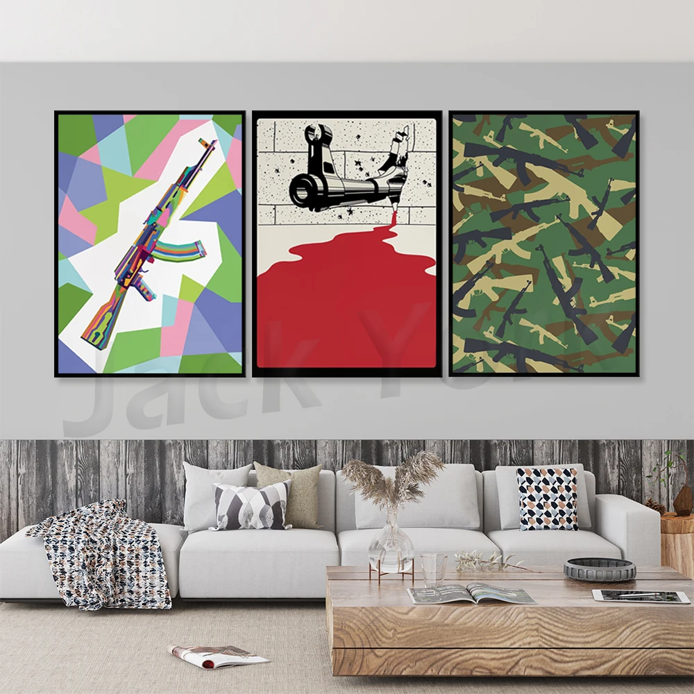 

War Poster, Rifle Wall Decor, Gift for Home, Wall Art, Home Wall Decor, AK 47 Poster, Rifle Poster, Guns And War, Wall Decor