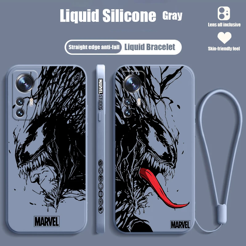 

Marvel Spiderman Venom For Xiaomi Mi 14 13 12T 12S 12X 11i 11X 11T 10T Lite Pro Ultra Liquid Left Rope Soft Phone Case