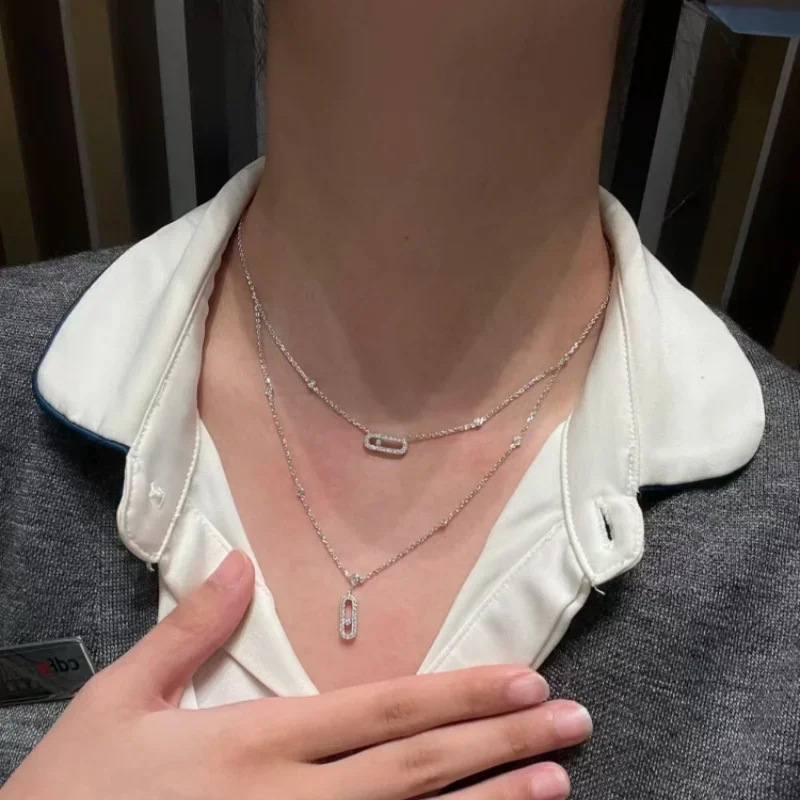 

Ladies' minimalist double layered necklace, exquisitely designed, perfect for daily wear as a classic luxury brand jewelry