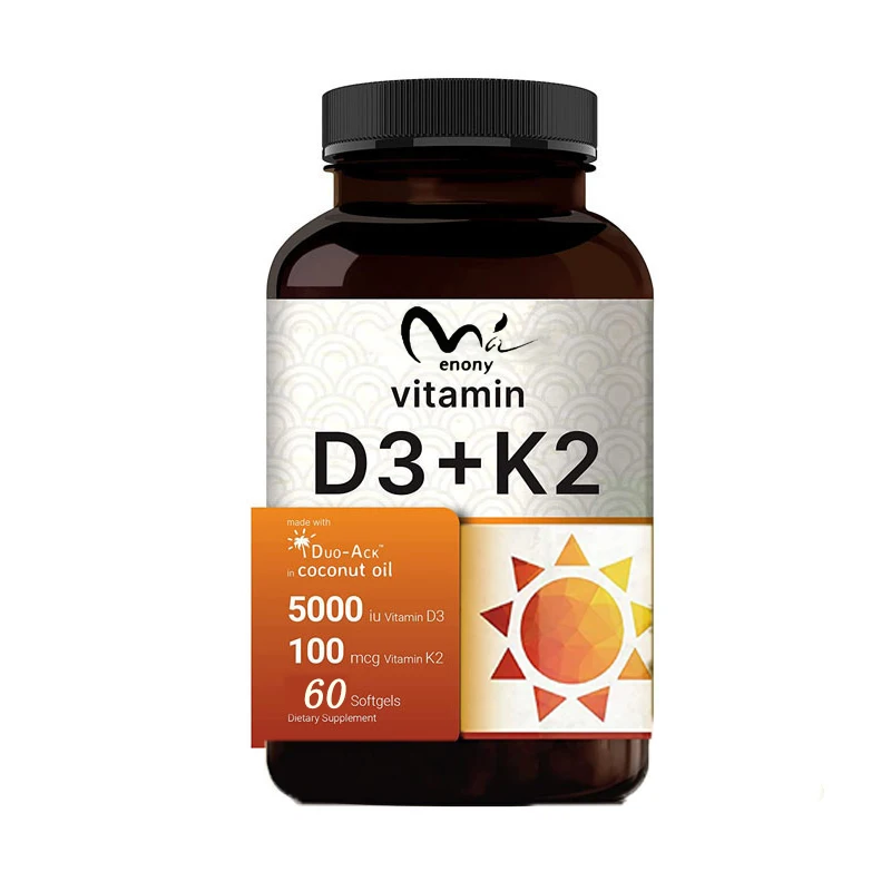 Vitamin D3 5000 K2 contains freshly squeezed coconut oil, 60 soft capsules, 100mcg 2-in-1 non GMO, gluten free