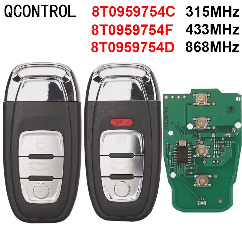 QCONTROL Smart Remote Key Semi Keyless 3/4BTN 315MHz/433MHZ/868MHZ 8T0 959 754C for For Audi Q5 A4L A5 A6 A7 A8 RS4 RS5 S4 S5