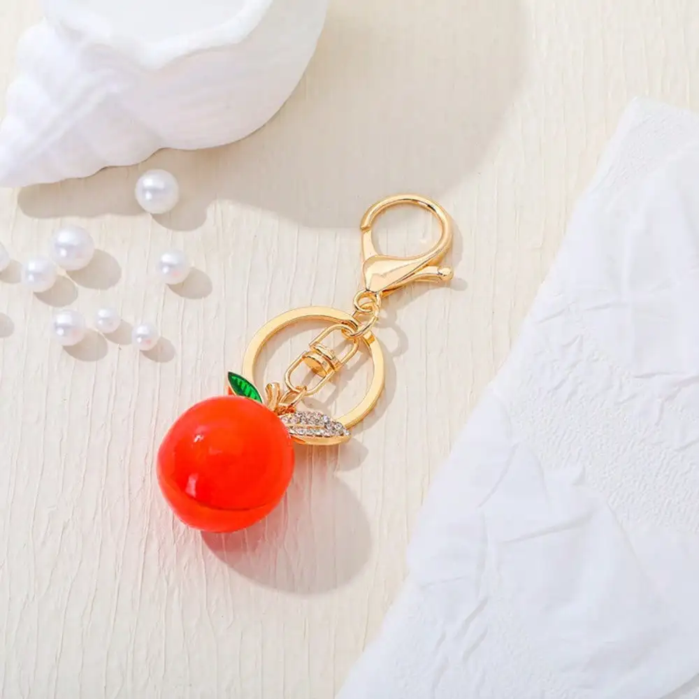 Kreativer, stilvoller und schlichter dreidimensionaler Schlüsselanhänger mit Wassermelonen- und Zitronen-Strass-Design zum Aufhängen an Taschen, als Geschenk geeignet. – Detail 1