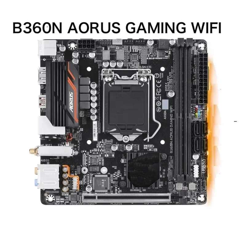 

For GIGABYTE B360N AORUS GAMING WIFI Motherboard 32GB LGA1151 DDR4 Mini-ITX Mainboard 100% Tested OK Fully Work Free Shipping