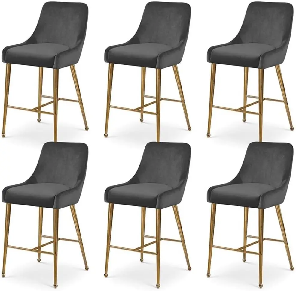 Çağdaş gri kadife sayaç/Bar taburesi (6 Set)