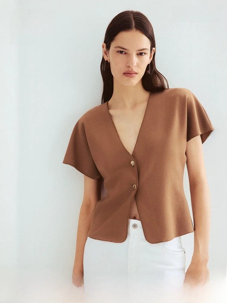 

H&M Spring Women's ort Outerwear Batwing Sve Open Cardigan Regular Sve Length Polyester Viscose Spandex Blend