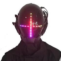 JAUPTO Punk Mask Cosplay for Men, Multicolor LED Light Mask Cosplay Halloween Fit Party Music Festival Accessories