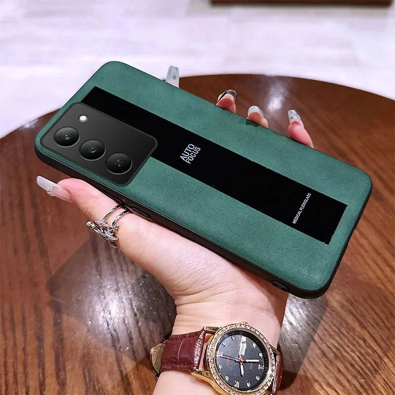 حافظة لهاتف Redmi 15 4g بلون سادة من جلد الغنم الاصطناعي غلاف من السيليكون غير اللامع لهاتف Redmi 15 5g الغطاء الخلفي