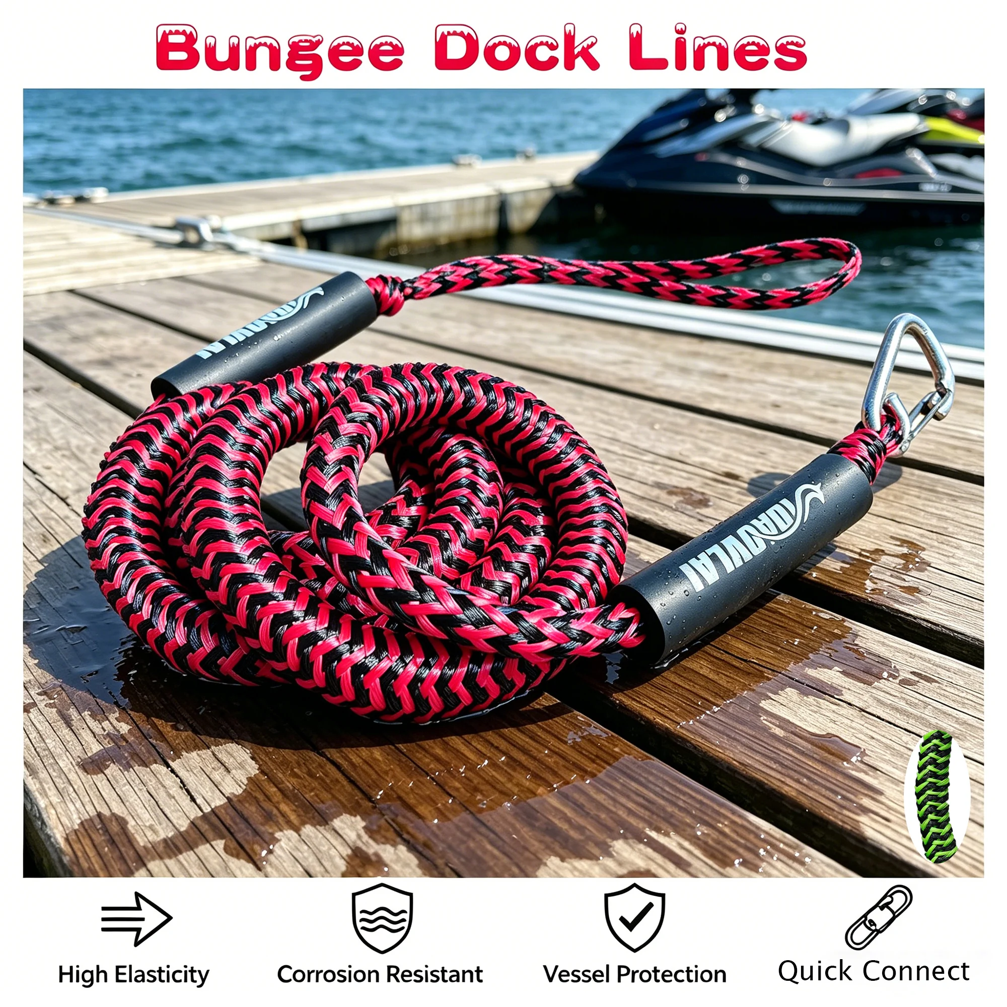 cordes-de-quai-elastiques-pour-bateau-de-6-pieds-extensibles-jusqu'a-95-pieds-avec-crochet