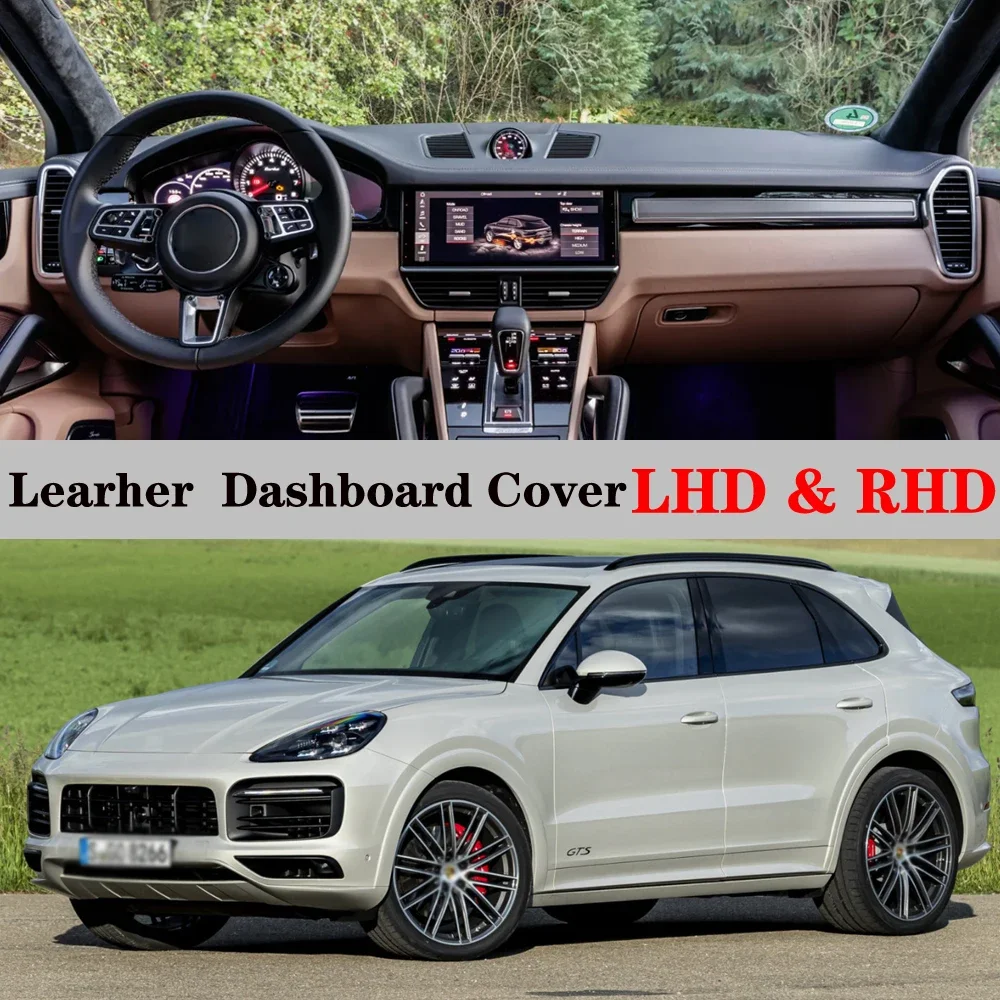 

PU Leather Dashmat Automobile Dashboard Cover Dash Mat Anti-UV Car Accessories For Porsche Cayenne GTS 2018 2019 2020 2021 2022