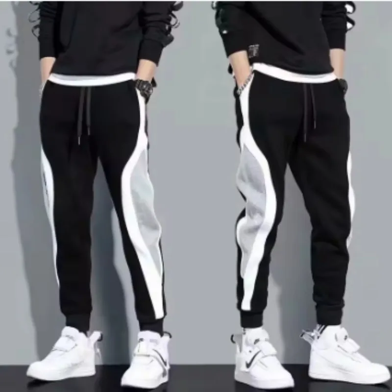 Men's Sports Pants Spring Autumn Male Loose Fitting Leggings Patchwork Running Training Casual Pants Fashion Outfit Trousers