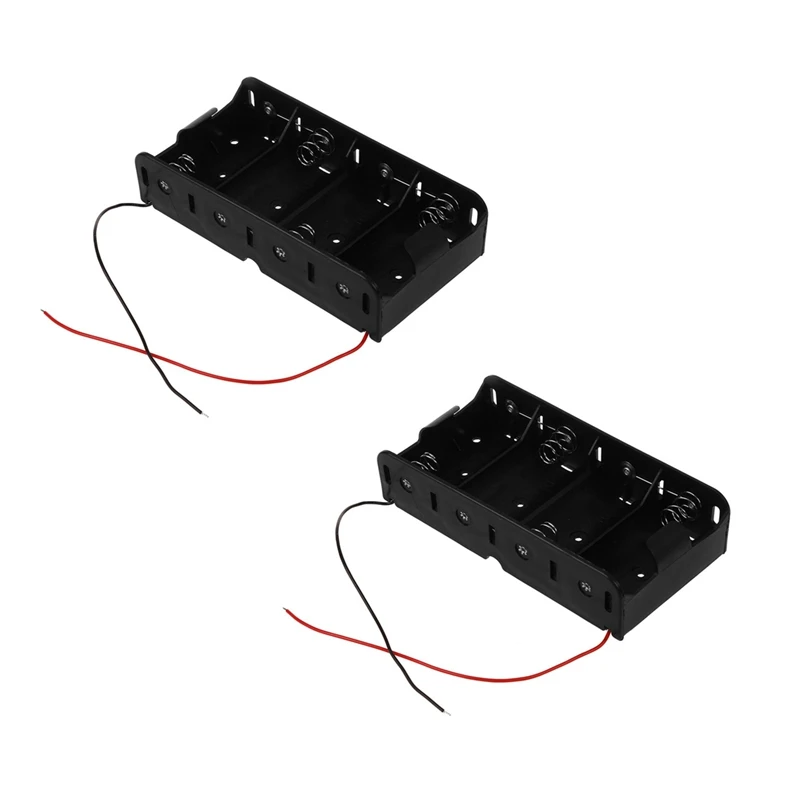 Hot 2X Spring Clip Black 4 X 1.5V D Size Battery Batteries Holder Case