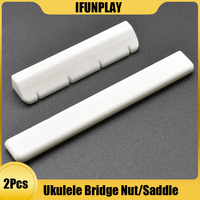 2pcs Ivory Buffalo Bone Bridge Saddle Nut Slotted for 4String Mini Guitar Ukulele Uke Guitar Parts