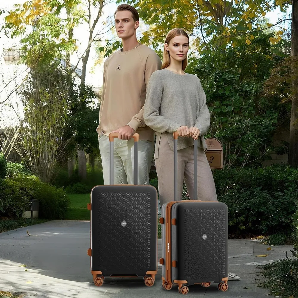 Large Capacity 24 Inch Expandable Hard Shell Luggage with Hidden Cup Holder, TSA Lock, and Lightweight Suit for Easy Travel