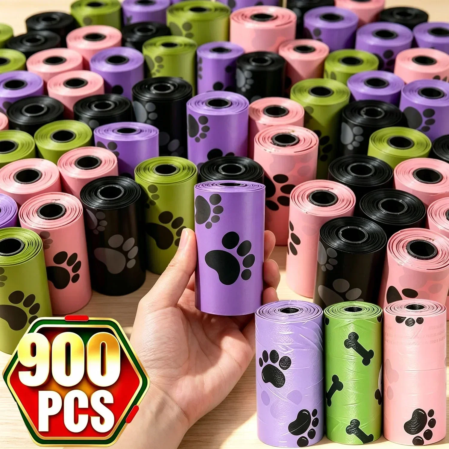 Dog Poop Bags 60Rolls Thickened Leak-Proof Durable Pet Waste Bags with Paw Print Biodegradable Strong for Outdoor Use