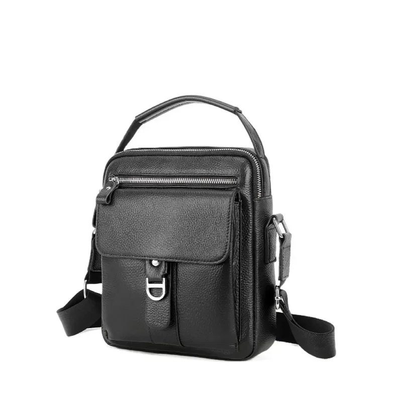 New Brand Genuine Leather Man Messenger Shoulder Bags Small Vintage Cowhide Crossbody For Male Men's Casual Tote Handbag
