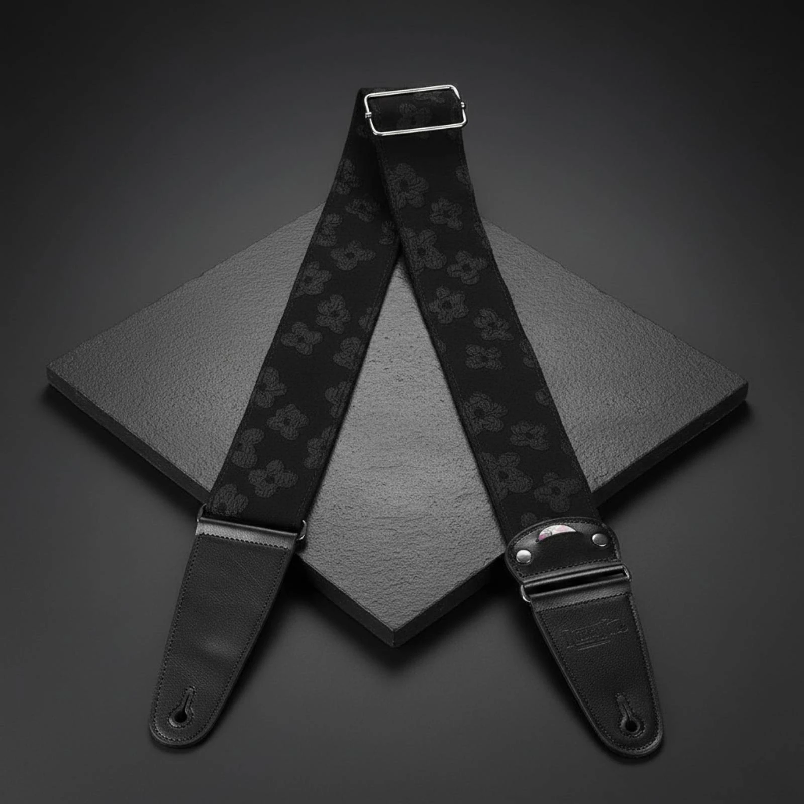 Jacquard Guitar Strap Floral Embossed Adjustable Guitar Strap Shoulder Sling Textured Woven Performance Gear Leather-Like Ends - view 3