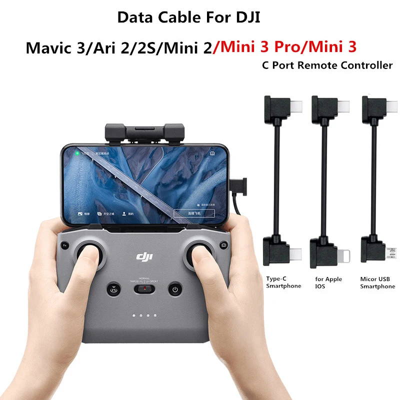 Câble de données pour DJI RC-N1 Mavic 3/Ari 2/2S/Mini 2/MINI 3/3 PRO Drone IOS Type-C Micro Adaptateur Fil Connecteur Tablette Téléphone Câble