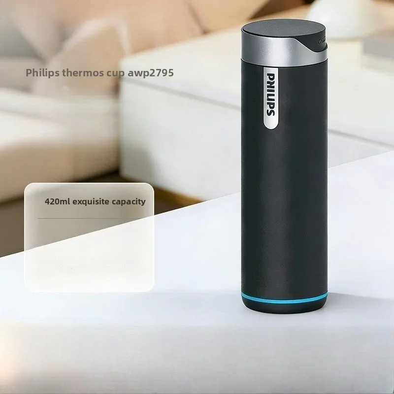 

Minimalist Matte Black Philips AWP2795 Thermos Double Wall Vacuum Sealed No Spill Coffee Water Bottle