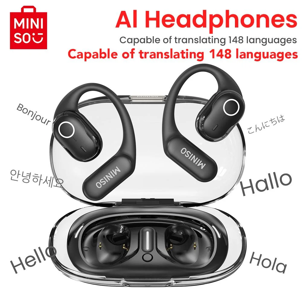 Translator MINISO M63 Bluetooth Translation Earbuds 5.4 Chat Earphone Wireless Headphones,ASMR Headset DIY APP Built-in Mic