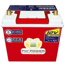 Flypower Car Battery 40B19 12.8V 20AH CCA 720A Jump Starter Car LiFePO4 With BMS Protection Lithium Iron Start Battery