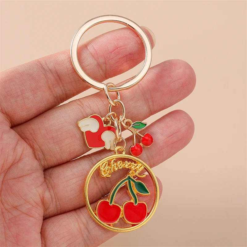Modische Frucht-Kirsch-Schlüsselanhänger, Emaille-Herzanhänger, Schlüsselringe für Damen und Herren, Autoschlüssel, Handtaschen-Schlüsselanhänger, Accessoires, DIY-Geschenke – Detail 23
