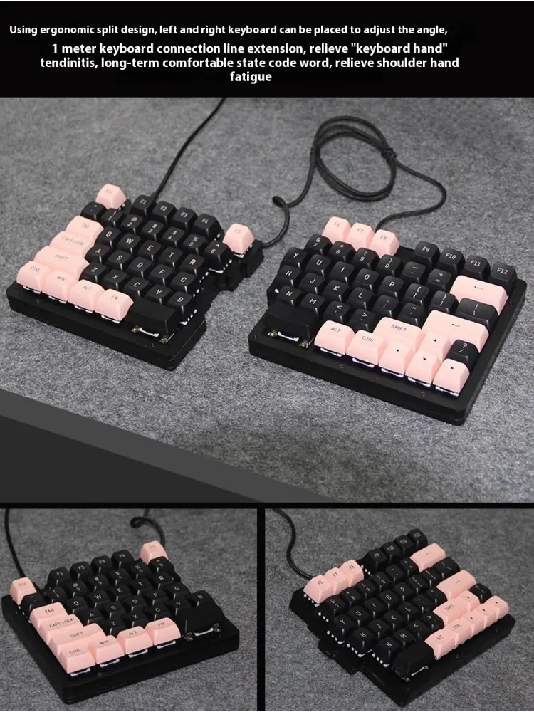 DEBROGLIE DB783C Split Mechaniczna klawiatura Ergonomia Przewodowa klawiatura do gier Hot Swap Dostosowana klawiatura do gier PC Gamer Akcesoria biurowe