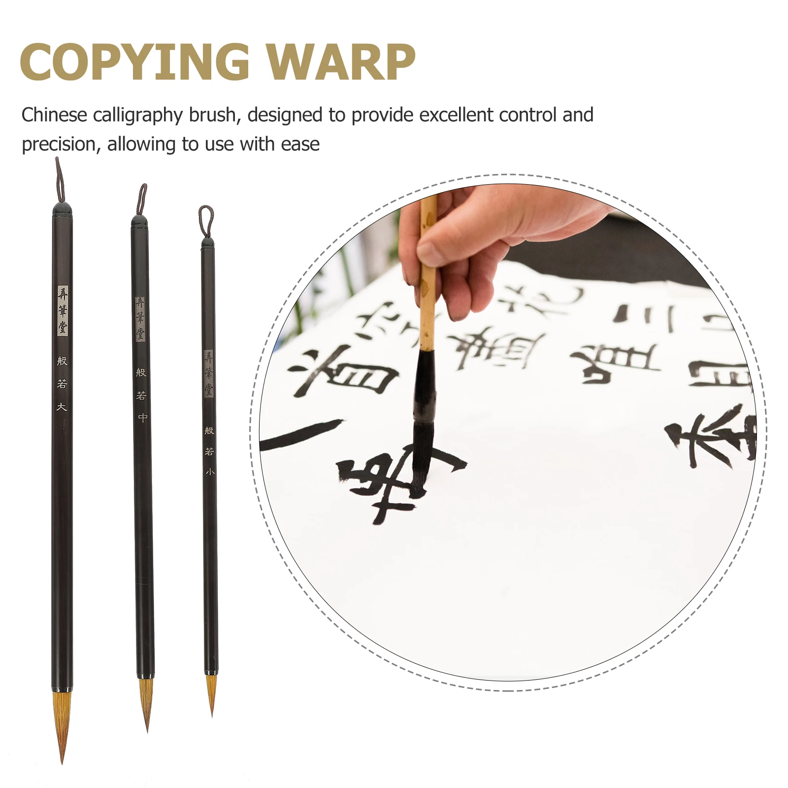 

3Pcs Chinese Calligraphy Brush Set Traditional Ink Pens for Beginners Artists Professionals Chinese Ink Painting Sumi Wolf Hair