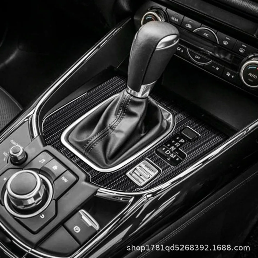 Autodecoratiestrips interieur Voor Mazda CX-60 CX60 2024 2023 2022 Auto Versnellingspook Hoofd Knop Trim Stickers Auto Voertuig Decoratie Interieurs(Kleur:ZWART