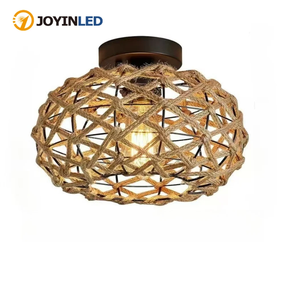 

Потолочный светильник JOYINLED 30 см из конопляной веревки, натуральный плетеный ротанговый светильник в китайском стиле, абажур для кухни и спальни, декоративное освещение