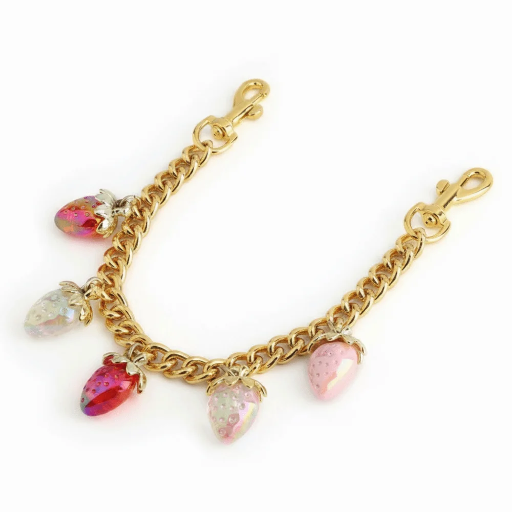 Bag Decoration Strawberry Keychain Detachable Zinc Alloy Cherry Bag Charm Jewelry Gold Chain Handbag Extension Chain Party Gift