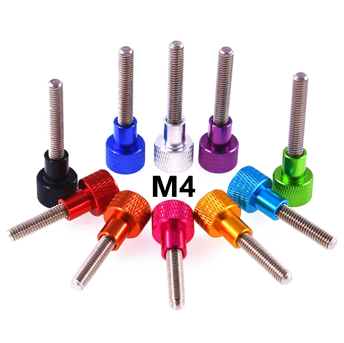 1Pcs Aluminum Alloy Colourful Knurled Thumb screw M4 Knurled Head Stainless Steel Thread Hand Tighten Thumb Screws