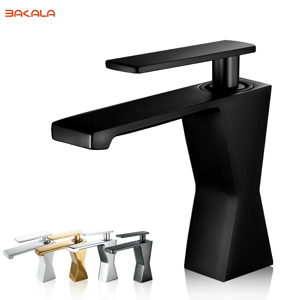 

BAKALA Modern Basin Faucets Bathroom Black Mixer Tap Brass Washbasin Faucet Single Handle Elegant Crane For Bathroom