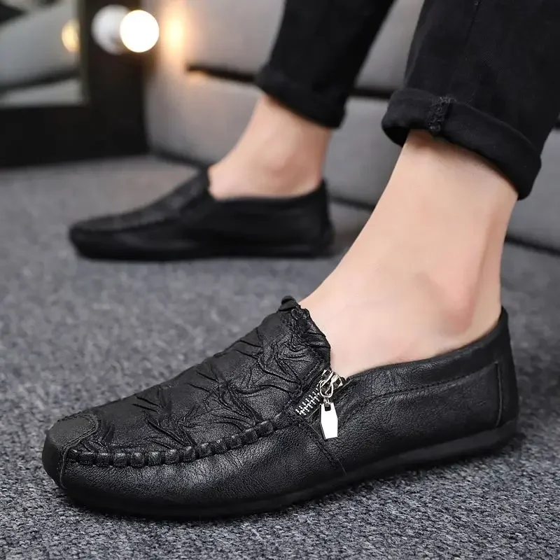 Male Casual Shoe Flat Round Toe Men\'s Leather Shoes Loafers Shipping Free High Quality Fashion Adults Classic Original Elegant