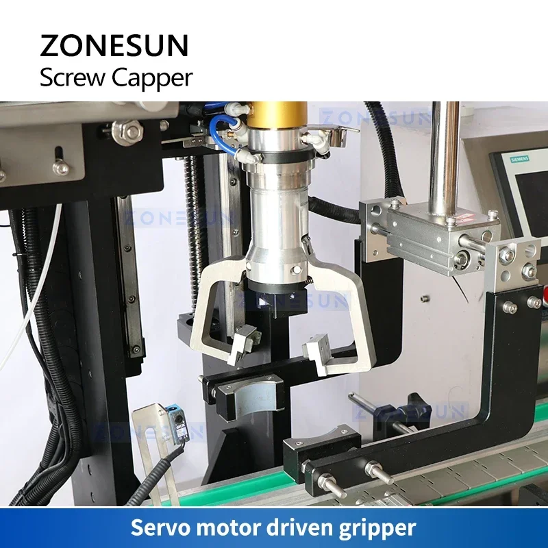 ZONESUN Automatic Trigger Sprayer Bottle Capper Cap Sealing Machine Screw on Top Cover Servo Motor Gripper Vibrator ZS-XG445