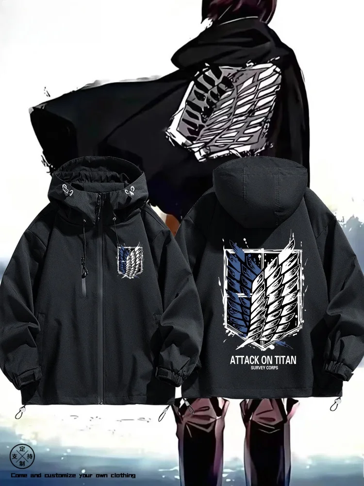 

Atta on Titan Anime Cosplay Jaet Top Spring Autumn Men's Outdoor Faionable Polyester Zipper Decorated Loose Fit Jaet