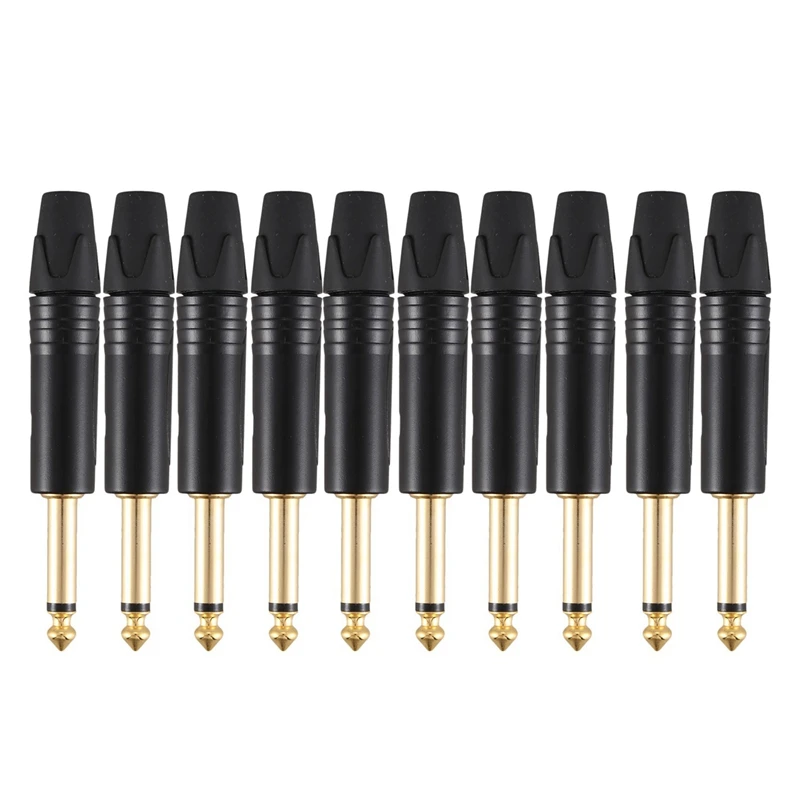 

Gold Plating 60Pcs Plug Mono Professional 2 Pole 6.35 Mm 6.5Mm Stereo Jack Plug Neutrik 6.35Mm Jack Black