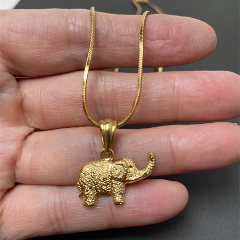 Korea 24K Gold Plating Necklace Elephant Pendant Necklace For Women Lucky Jewelry Gift