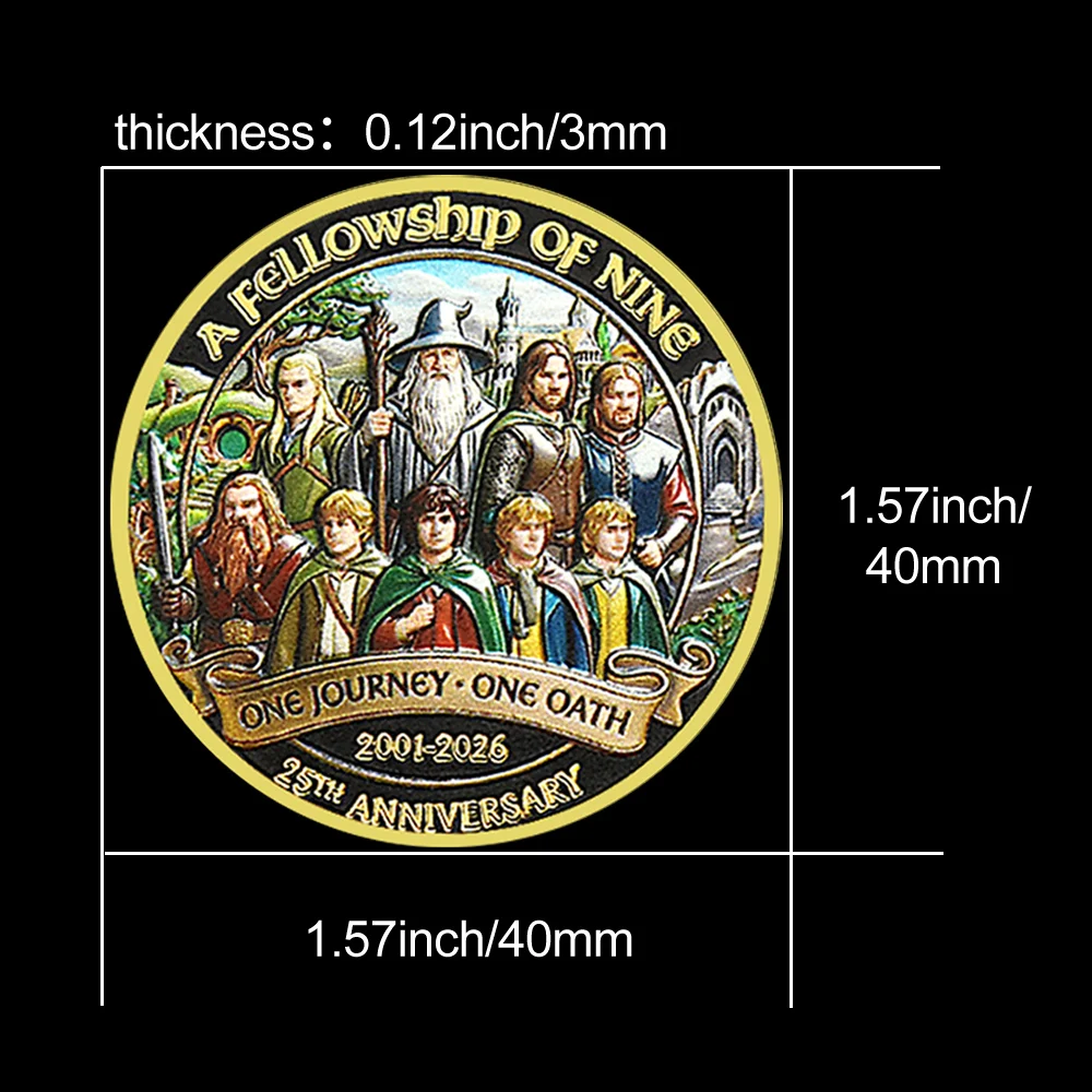 Fantasy Fellowship Anniversary Coin Double Sided Ring Volcano Collectible Challenge Token Gift Souvenir for Fans Decor view 4