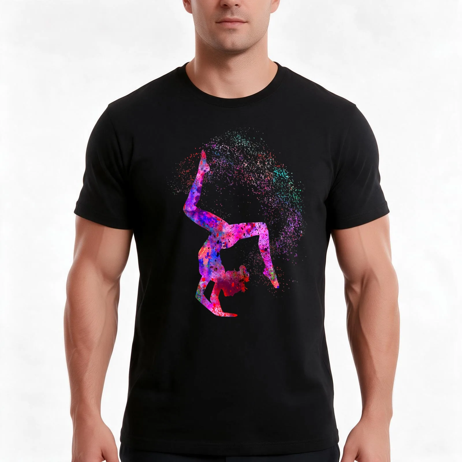 Gymnastics girl watercolor gymnastics teen gift T-Shirt Summer Casual Cotton Tee Oversized Streetwear Tops Unisex Men Women