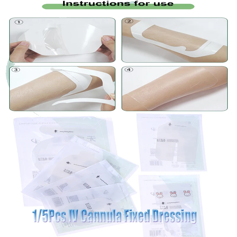 1/5Pcs IV Cannula Fixed Dressing PU Film Waterproof 6 Type Self Adhesive Wound Dressing Sterile Dressing Indwelling Needle Fix