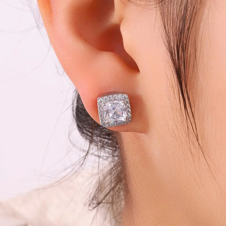 ZAKOL Glänzender CZ-Magnet-Ohrclip, quadratisch, rund, ohne Piercing, Ohrstecker, Punk-Party-Schmuck, Geschenk, Unisex, für Männer und Frauen – Detail 4