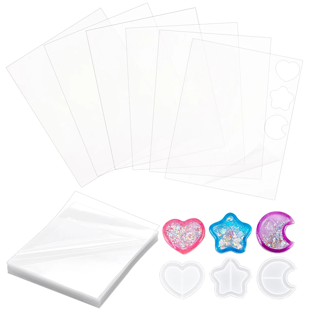 3Pcs Silicone Shaker Molds with 50 Sheets Thin Plastic Stickers Quicksand Mold for Silicone Resin Molds Making Jewelry Decor