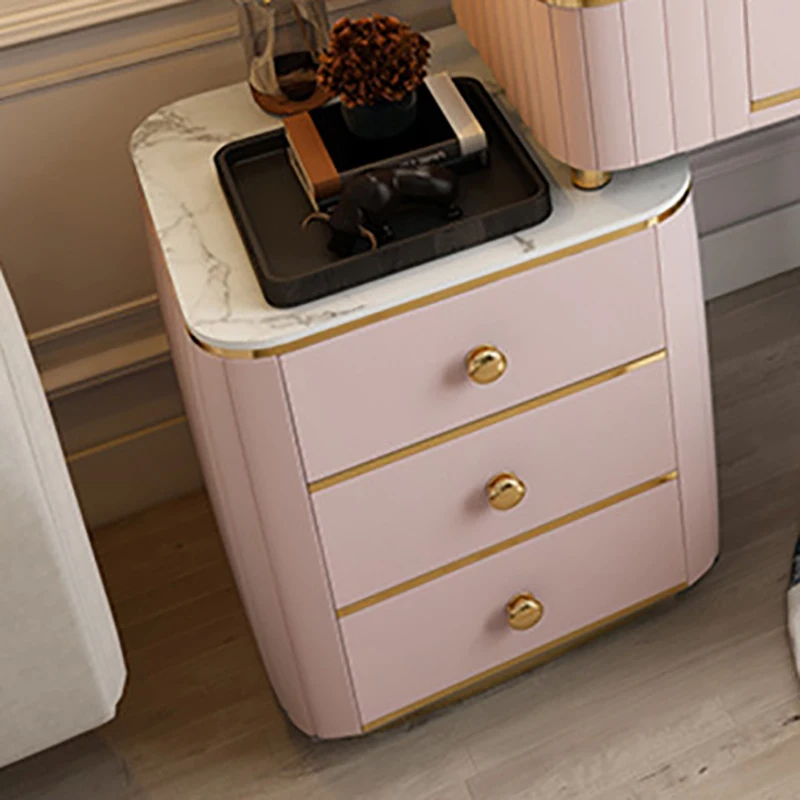 Nordic Light Luxury Slate Dressing Table LED Smart Mirror Multifunctional Storage Storage Cabinet Comoda Pra Quarto Decoration