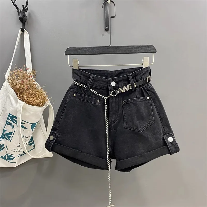 Euramerican Fashion Summer High Waist Commuter Shorts Personality Lrregular Pockets Design Short Denim Pant Y2k Baggy Wide Short