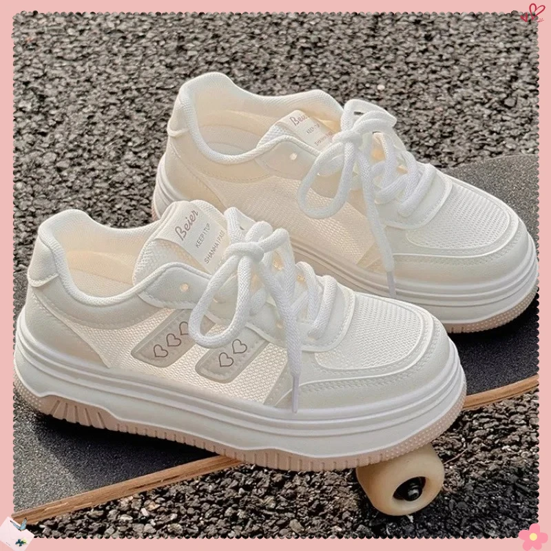 

2025 New! Summer Women's Fashionable Sneakers - Small White Casual Breathable Mesh Rubber Surface