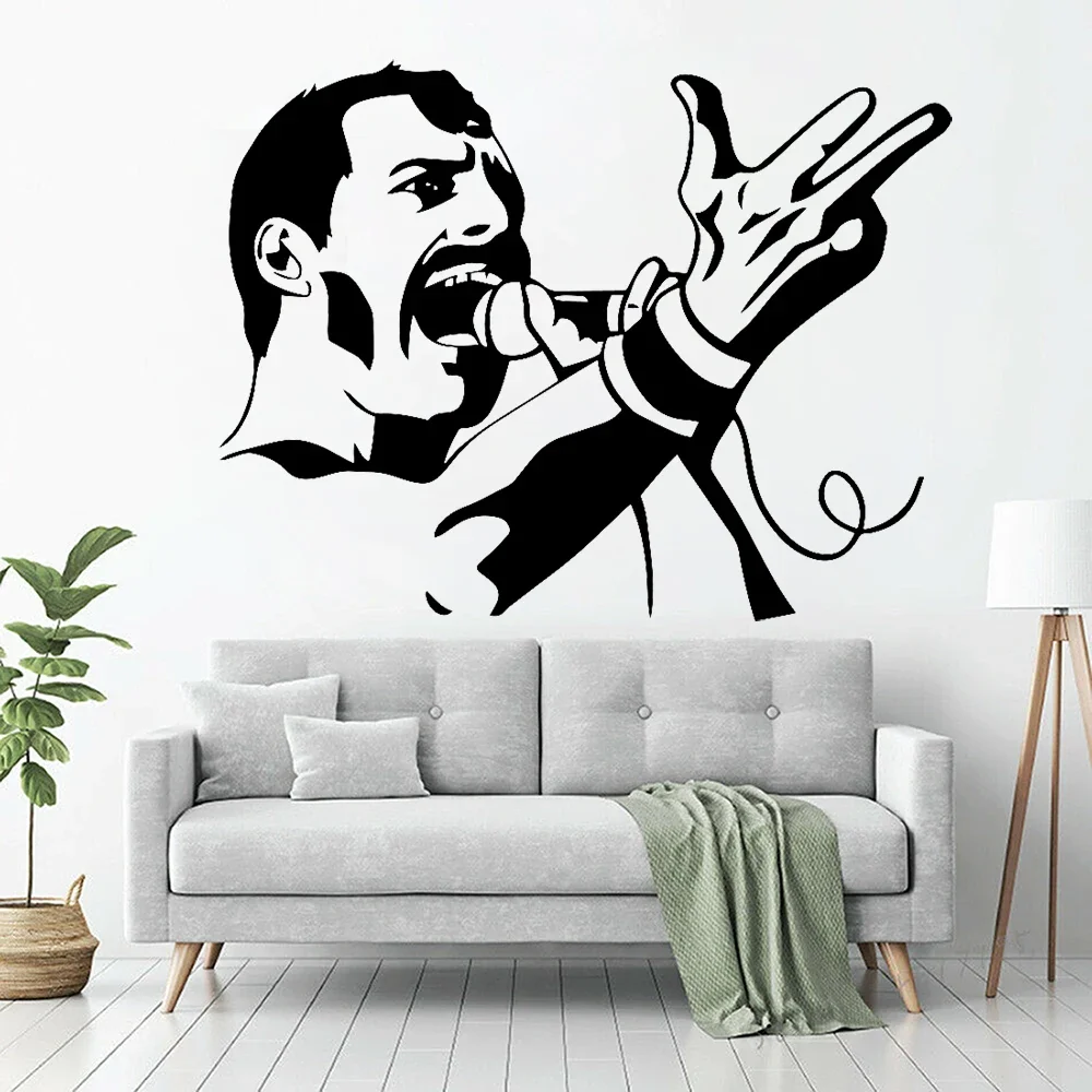 Band singer Wall Stickers Vinyl Classic Freddie Mercury Queen Music band Wall Sticker For Bar Decoration Home Decor Mural Z534