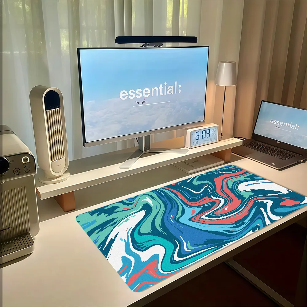 Fluid T-Topographic Map Black Curve Mouse Pad Non-slip Thickened MousePad Large Gaming Cushion Office Student Writing Lockedge