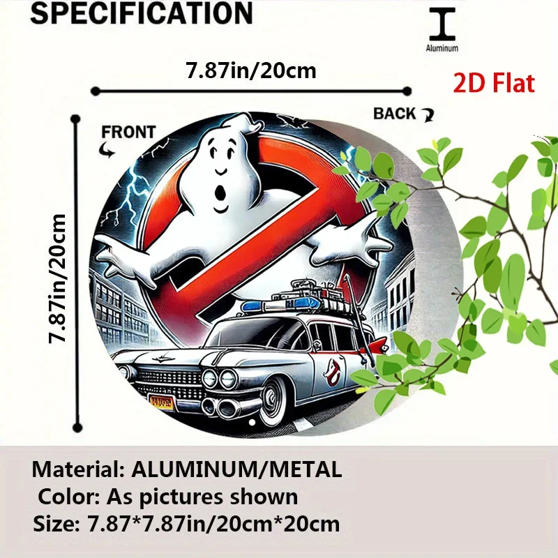 Ghostbusters Ecto-1 Round Aluminum Metal Tin Sign - 7.87