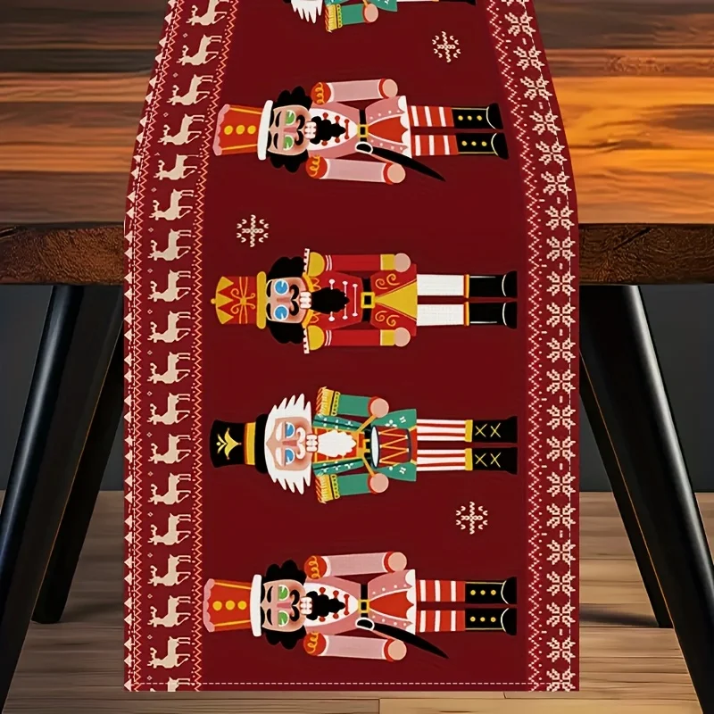 VIKAMA American Vintage Nussknacker Weihnachten Tischläufer Urlaub Versammlung Wohnzimmer Esstisch Weihnachtsthema Dekor