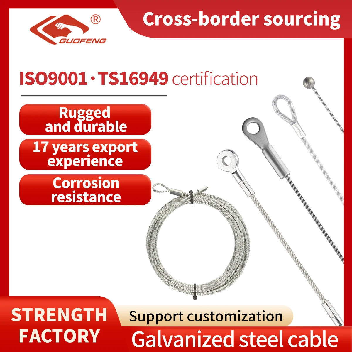 Custom High Quality 1.5mm Stainless Steel Wire Rope Cable With Eyelet Terminal Tube Crimp Cable Lug Wire Rope Sling Assembly